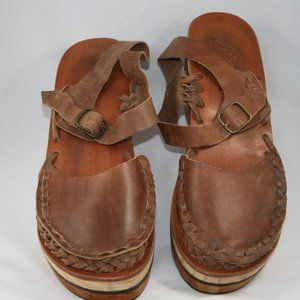 Free People Brown Leather Clogs Sz 41